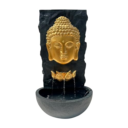 30-Inch Buddha Zen Wall Water Fountain with LED Light for Garden Decor
