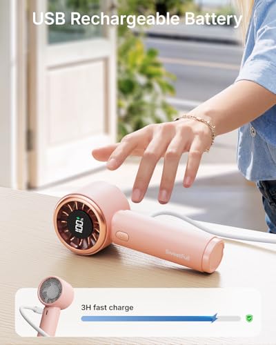 SWEETFULL Mini Handheld Turbo Fan - Rechargeable 5-Speed Portable Personal Fan