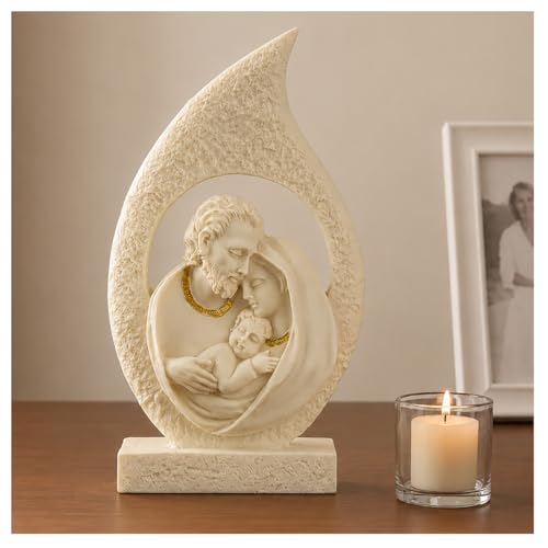 Holy Family Statue - 5-Inch Mary Joseph & Baby Jesus Resin Figurine