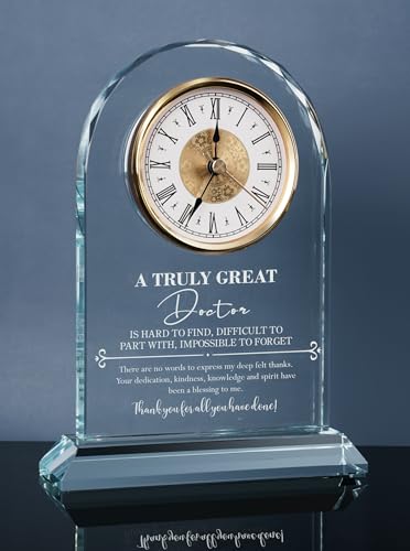 Glass Desk Clock Gift for Doctors - Elegant Physician Appreciation Keepsake