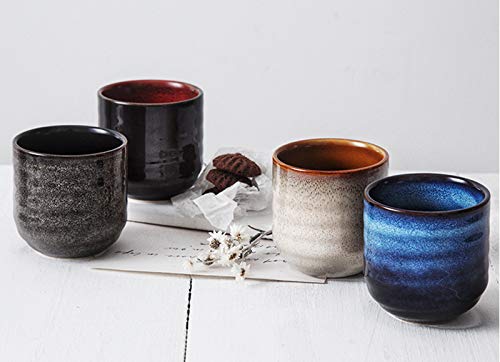 Japanese Style Ceramic Tea & Coffee Set with 4 Colors – 200ml Mate Cups, Gift-Ready
