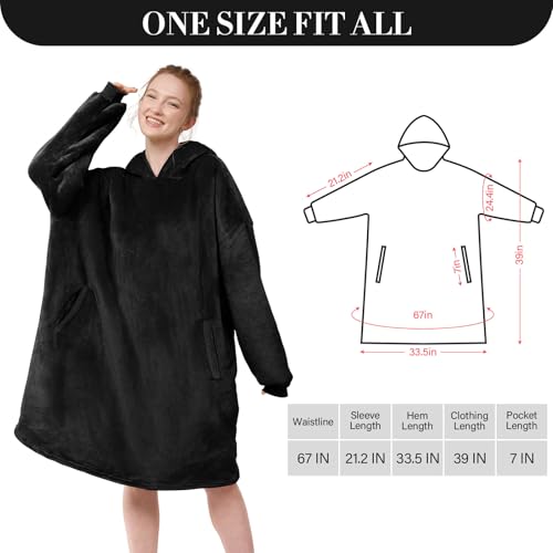 Oversized Wearable Blanket Hoodie with Pocket - Soft Sherpa Fleece