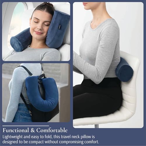 Flexible Memory Foam Travel Pillow - Adjustable Neck & Back Support