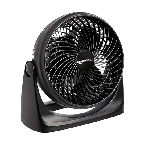 Amazon Basics Air Circulator Desk Fan with 3-Speed Settings and 90-Degree Tilt, Black