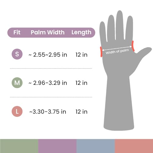 Reusable Rubber Dishwashing Gloves with Flocked Lining (4 Pairs) - Size M