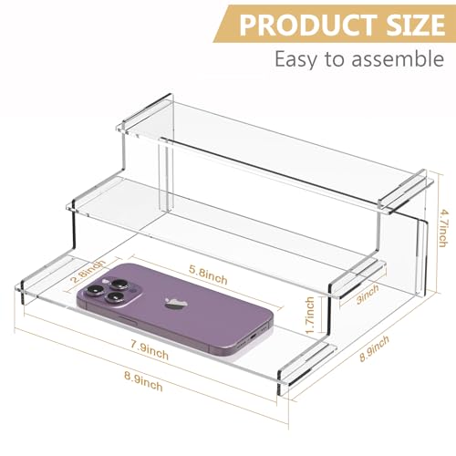 3-Tier Clear Acrylic Display Riser Stand for Perfume, Figures, and Cupcakes