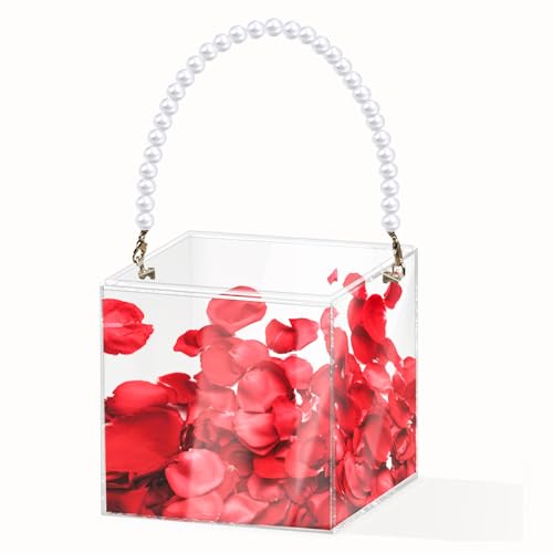 Clear Acrylic Flower Girl Basket for Weddings, 5.3-Inch DIY Petal Holder