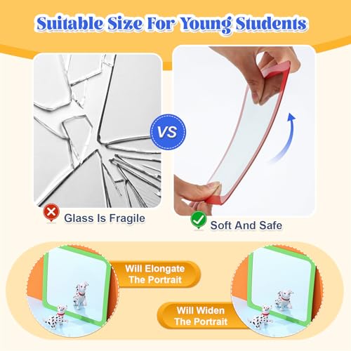 10 Pcs Shatterproof Acrylic Craft Mirrors 6x6 Inch for Kids and DIY Projects