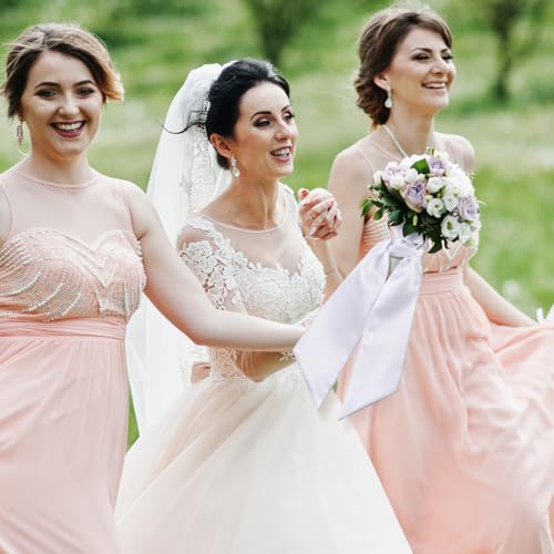 2-Piece Blank Satin Wedding Bouquet and Wreath Sashes for DIY Embroidery