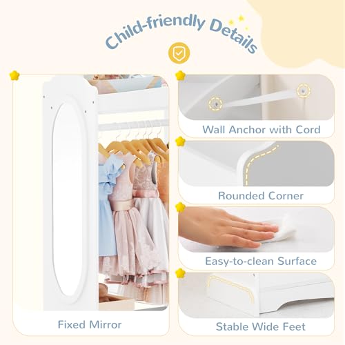 Kids Dress-Up Storage Armoire with Full-Length Mirror and Hooks