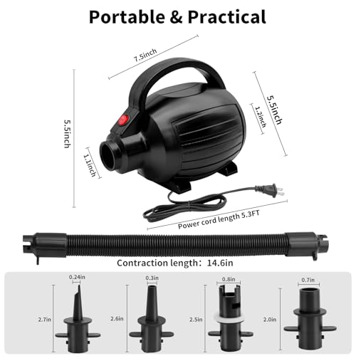 600W Electric Air Pump with 4 Nozzles for Inflatables