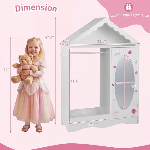 Kids Dress Up Wardrobe with Mirror and Hanging Rack - White House Closet