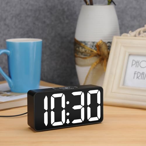 Small Digital Alarm Clock with Large LED Display & USB Charging Port