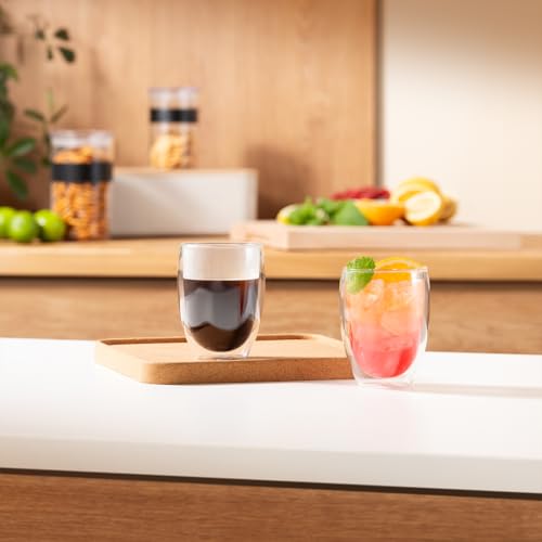 Double Walled Insulated Glass Tumblers, 12 oz Set of 2