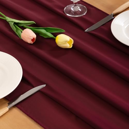 Burgundy Chiffon Table Runner 29 x 120 Inch Rustic Wedding Decor