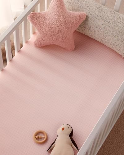Yoofoss Pack and Play Fitted Sheets 2-Pack - 38x26 Mini Crib Sheets (Pink)