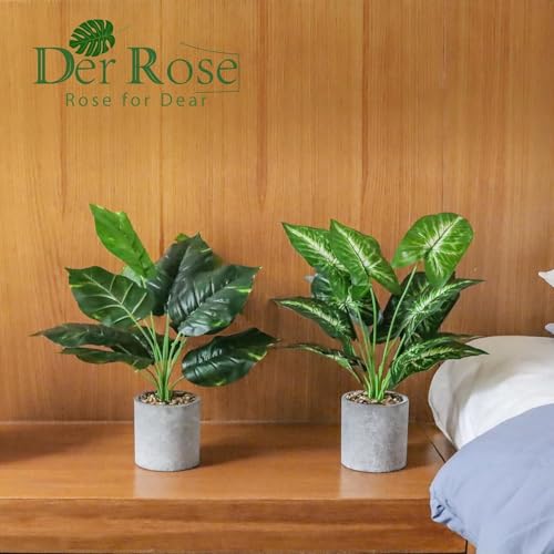 16-Inch Artificial Potted Plants, 2-Pack Faux Greenery for Desk Decor