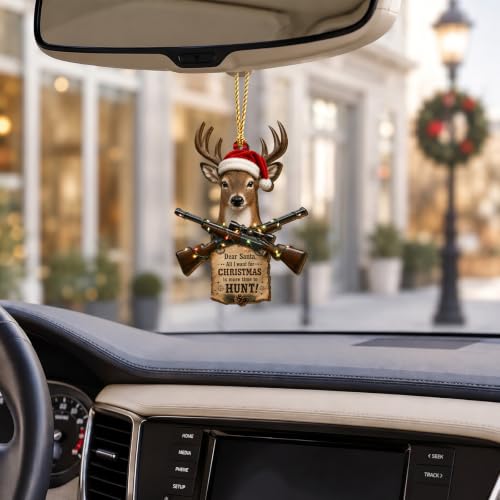 Deer Hunting Wooden Christmas Ornament 2026 - Double-Sided Holiday Decor