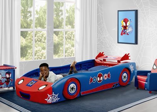Kids Race Car Twin Bed - Web Crawler Style Bed for Children