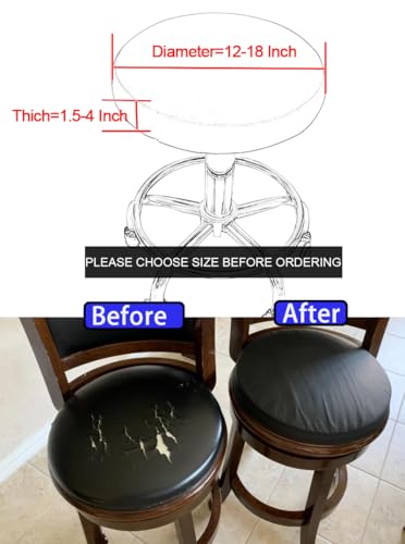 2 Pack Faux Leather Bar Stool Covers 15-16 Inch Black
