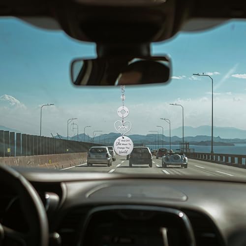 2026 Graduation Car Rear View Mirror Charm - Stainless Steel Compass Gift