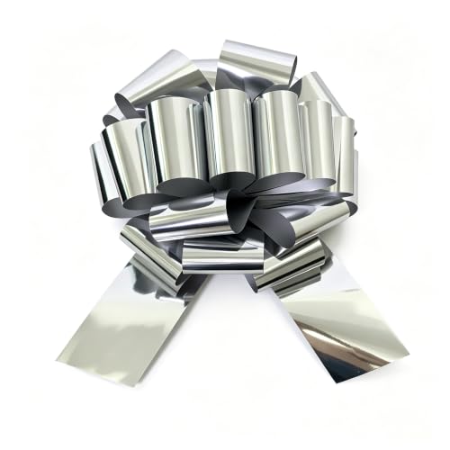 12-Inch Silver Gift Bow - Waterproof & Fade-Resistant for Parties