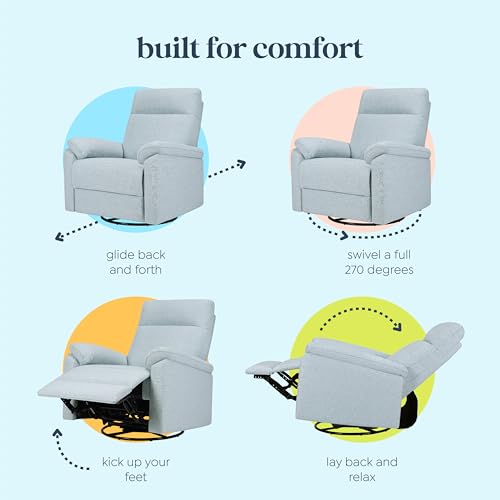 Electronic Swivel Glider Recliner with USB Port - Heathered Blue