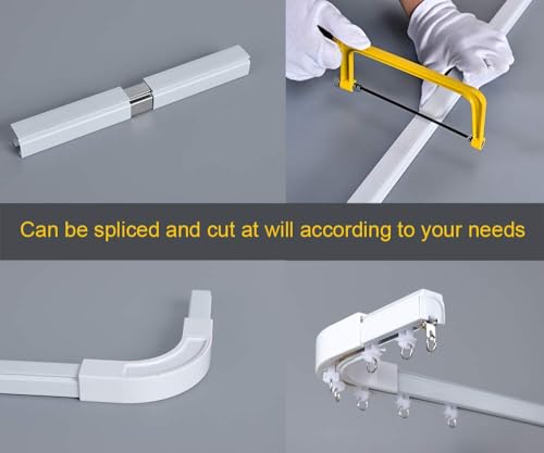 Heavy-Duty Aluminum Ceiling Curtain Track System 12-18 ft White