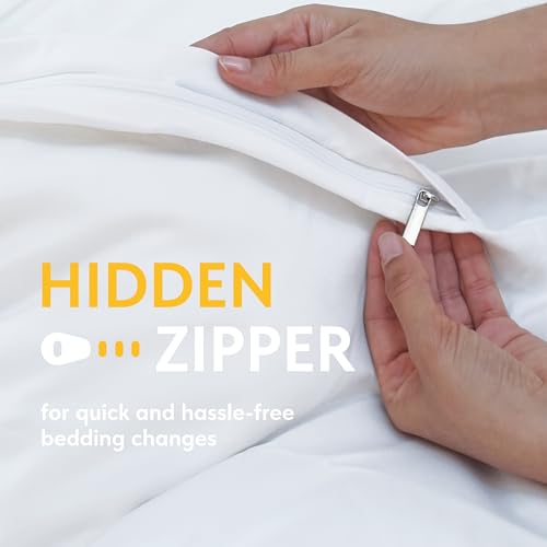 Queen Duvet Cover Set - Soft Microfiber Bedding with Zipper, White