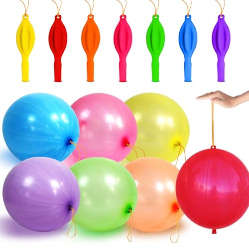 LEEZZIZZ 30Pcs Thickened Neon Punch Balloons with Rubber Band Handles