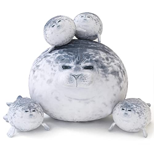 Chubby Seal Plush Family Set with 4 Removable Baby Seals