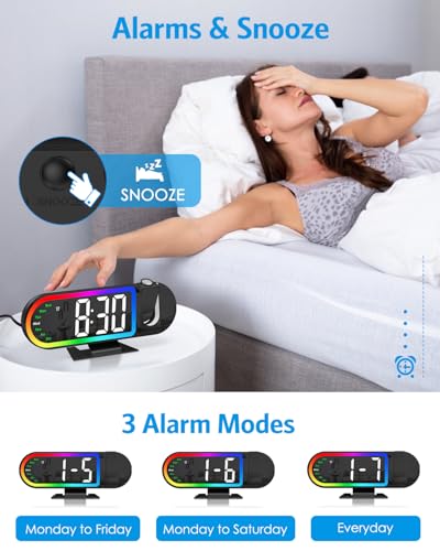 Projection Alarm Clock with 17-Color Ambient Light and 8.5-Inch Display