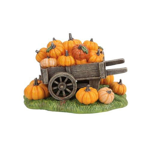 Halloween Harvest Pumpkin Wagon Village Figurine - 3.1 Inch Resin Decor