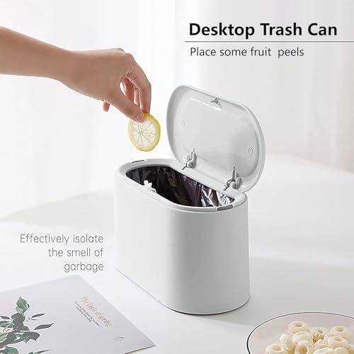 Mini Desk Trash Can with Lid - 0.5 Gal Small Countertop Wastebasket