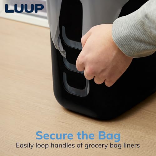 Black Plastic Trash Can 2.5 Gallon Wastebasket with Grocery Bag Hooks