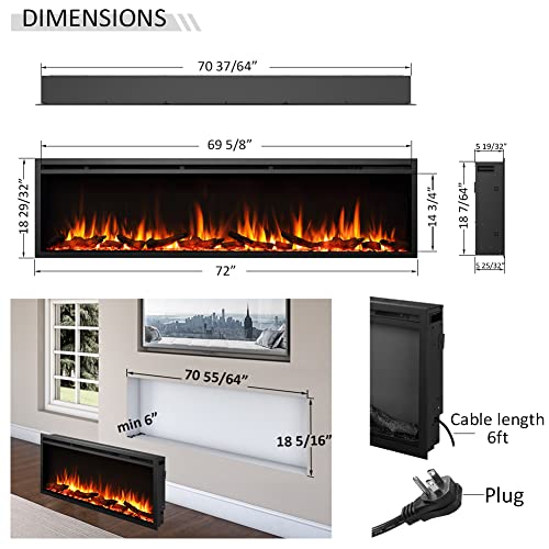 LegendFlame Austin Built-In Electric Fireplace 72-Inch - Modern Home Decor