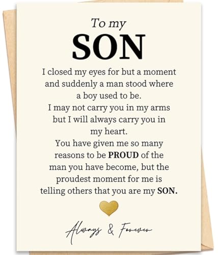 Heartfelt Birthday Card for Son - 5x7 Greeting Card with Envelope