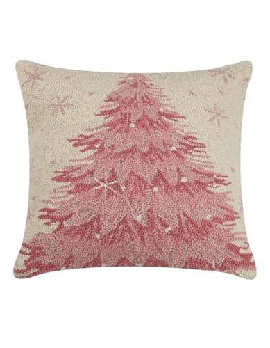 Christmas Tree Hook Pillow 18x18 Wool Accent Holiday Decor