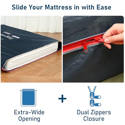 Heavy-Duty King Mattress Bag for Moving - Waterproof Zipper Storage