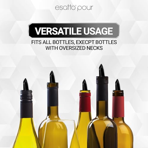 Esatto Black Plastic Pourer Spouts 100 Pack - High-Speed Liquor & Syrup Dispensers