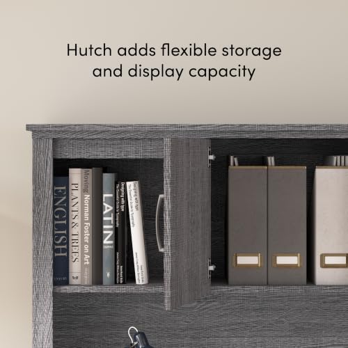 Modular U or L Shaped Executive Desk with Hutch, File Cabinet, and Shelves