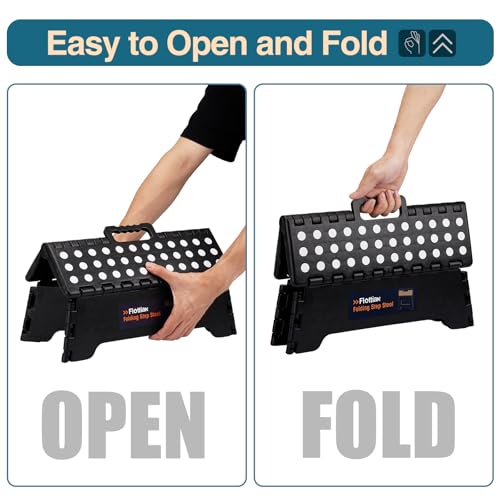 15-Inch Extra Wide Folding Step Stool, Non-Slip Compact Collapsible Stool