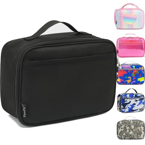 Kids Insulated Lunch Box Soft Thermal Cooler Tote Bag for School, Black
