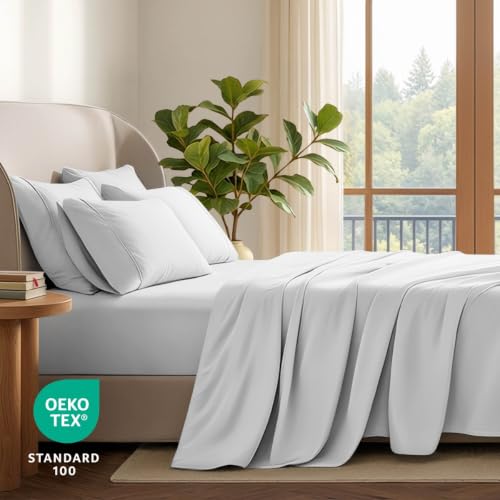 6-Piece Full XL Sheet Set, Ultra-Soft Brushed Microfiber Bedding - White