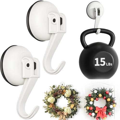 Heavy-Duty Suction Cup Wreath Hangers for Front Door & Glass - 2 Pack