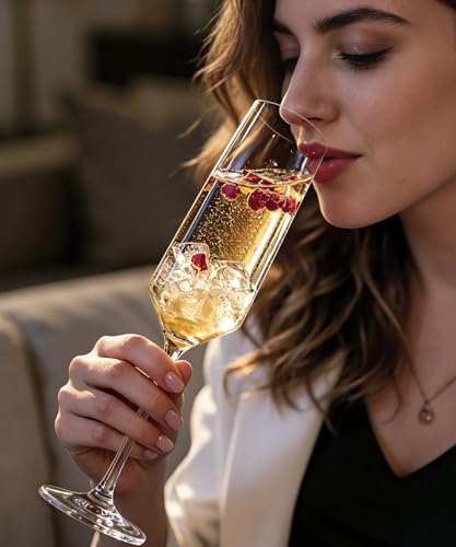 OJA 7oz Crystal Champagne Flutes Set of 6 | Elegant Stemware for Celebrations