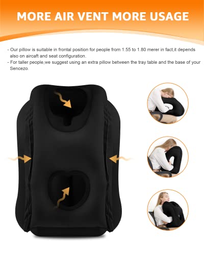 Inflatable Travel Neck Pillow with Eye Mask & Earplugs - Black