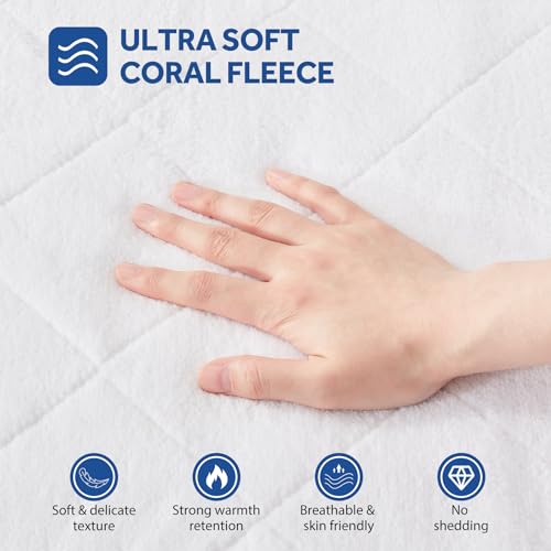Heated Mattress Pad Queen Size with Plush Coral Fleece Top