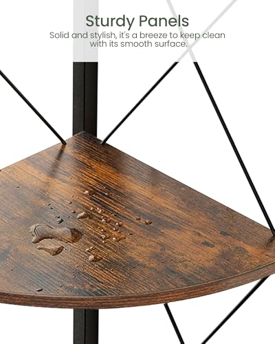 5-Tier Industrial Corner Bookshelf, 59.4-Inch Fan-Shaped Storage Stand