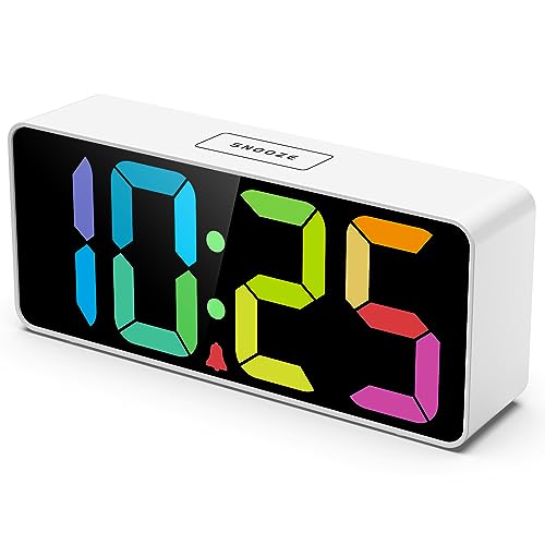 7.5-Inch Large Digital Alarm Clock with Rainbow LED Display and USB Charger